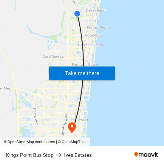 Kings Point Bus Stop to Ives Estates map