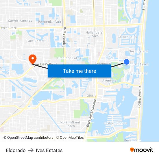 Eldorado to Ives Estates map