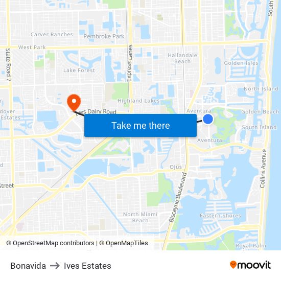 Bonavida to Ives Estates map