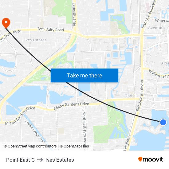 Point East C to Ives Estates map