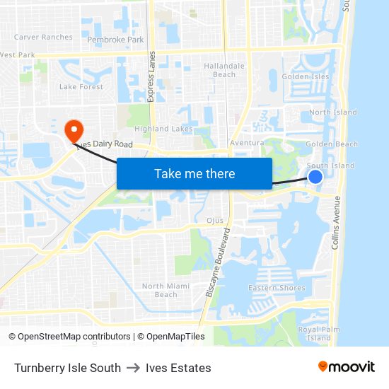 Turnberry Isle South to Ives Estates map