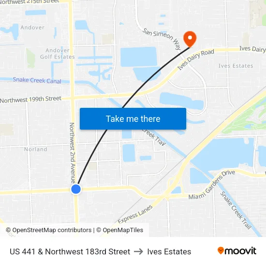 US 441 & Northwest 183rd Street to Ives Estates map