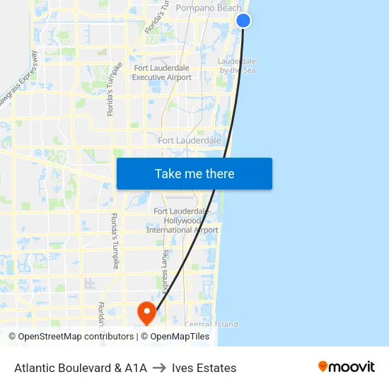 Atlantic Boulevard & A1A to Ives Estates map