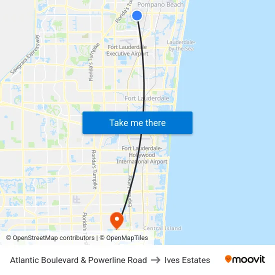 Atlantic Boulevard & Powerline Road to Ives Estates map