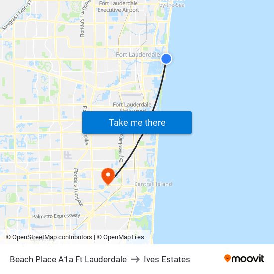 Beach Place A1a Ft Lauderdale to Ives Estates map