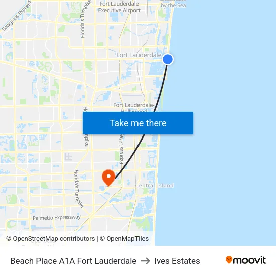 Beach Place A1A Fort Lauderdale to Ives Estates map