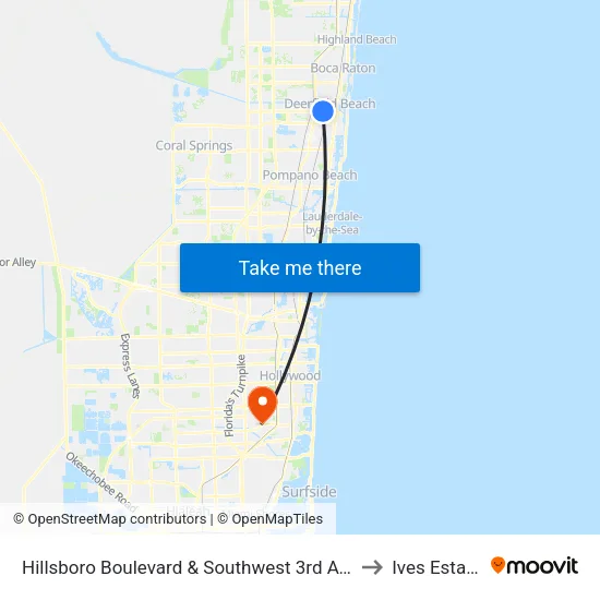 Hillsboro Boulevard & Southwest 3rd Avenue to Ives Estates map