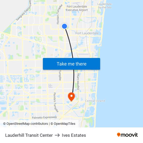 Lauderhill Transit Center to Ives Estates map