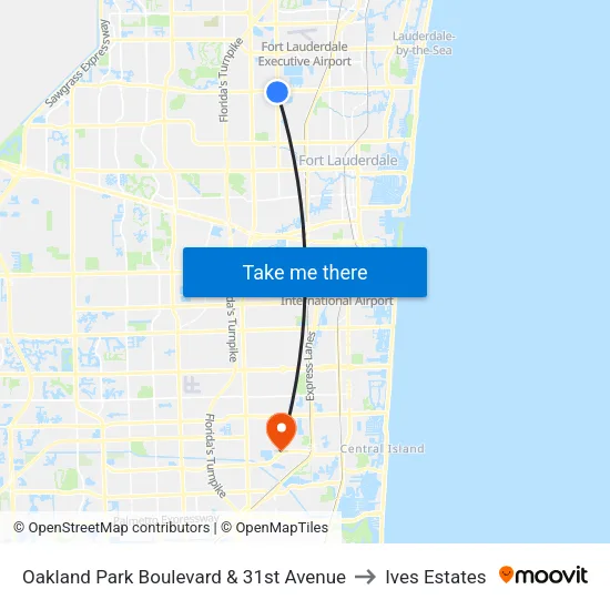 Oakland Park Boulevard & 31st Avenue to Ives Estates map