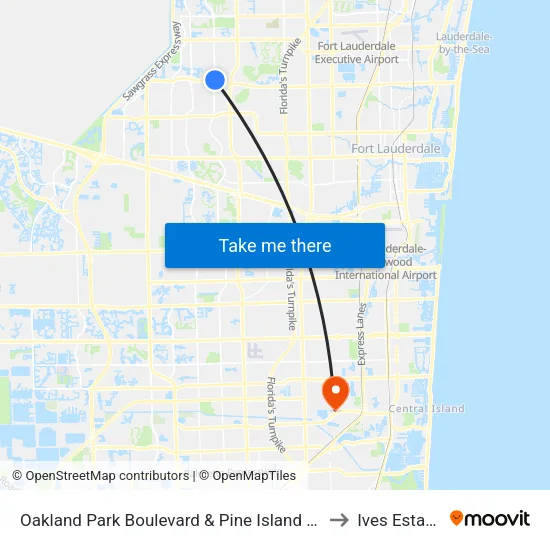 Oakland Park Boulevard & Pine Island Road to Ives Estates map