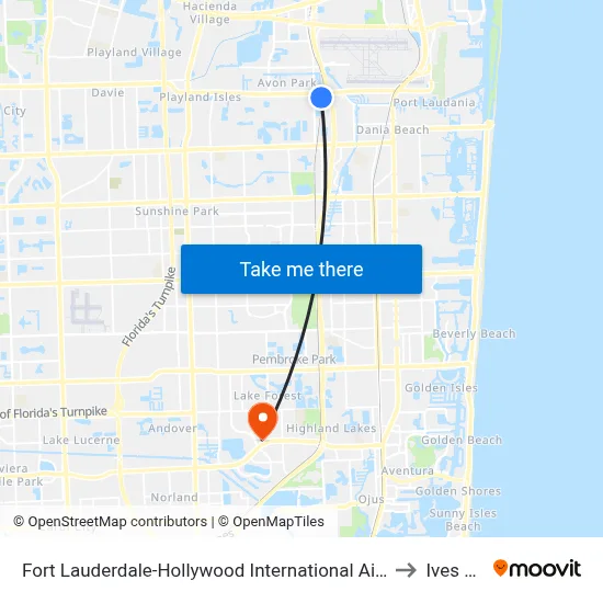 Fort Lauderdale-Hollywood International Airport Griffin Road/Tri-Rail Station to Ives Estates map