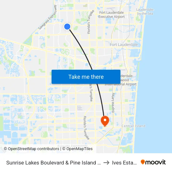 Sunrise Lakes Boulevard & Pine Island Road to Ives Estates map