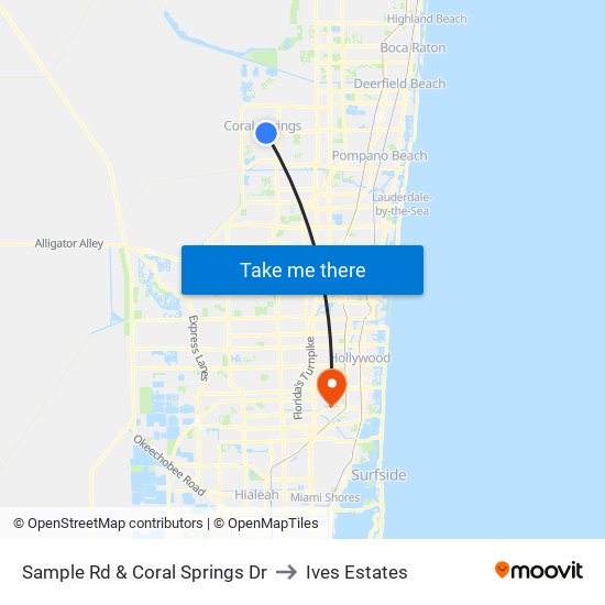 Sample Rd & Coral Springs Dr to Ives Estates map