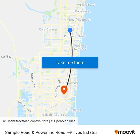 Sample Road & Powerline Road to Ives Estates map
