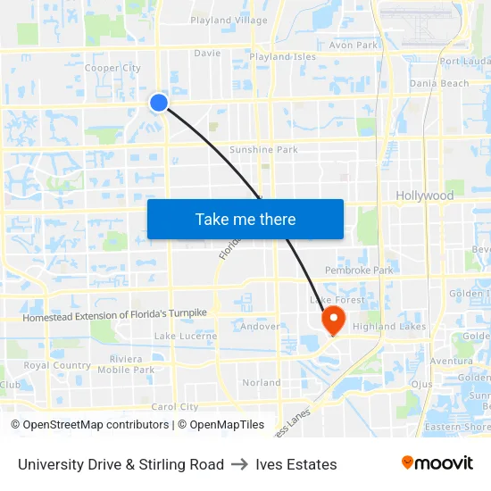 University Drive & Stirling Road to Ives Estates map