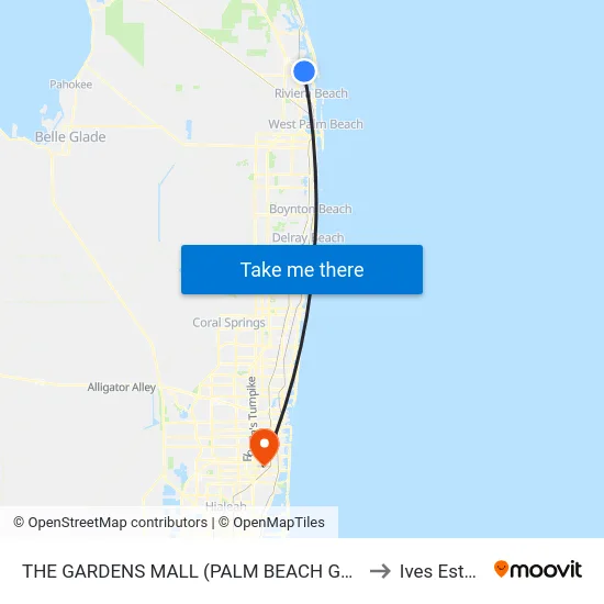 THE GARDENS MALL (PALM BEACH GARDENS) to Ives Estates map