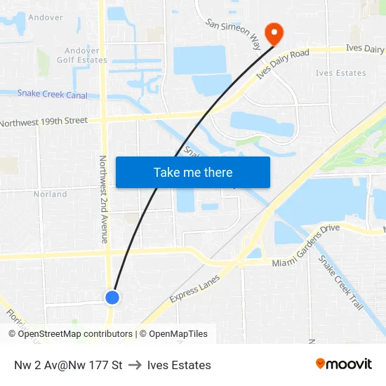Nw 2 Av@Nw 177 St to Ives Estates map