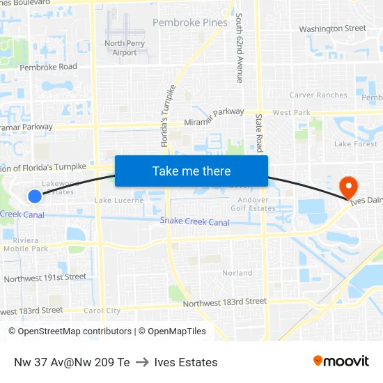 Nw 37 Av@Nw 209 Te to Ives Estates map