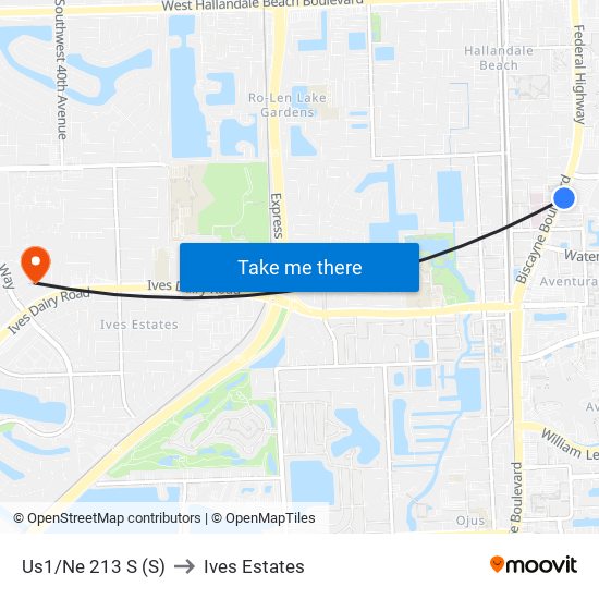 Us1/Ne 213 S (S) to Ives Estates map