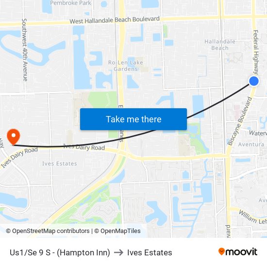 Us1/Se 9 S - (Hampton Inn) to Ives Estates map