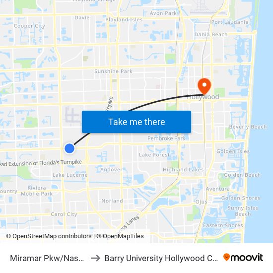 Miramar Pkw/Nassau D to Barry University Hollywood Campus map