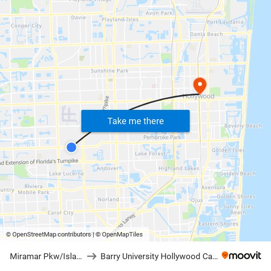 Miramar Pkw/Island D to Barry University Hollywood Campus map