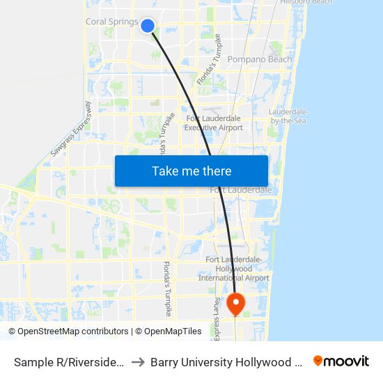 SAMPLE R/RIVERSIDE D (W) to Barry University Hollywood Campus map