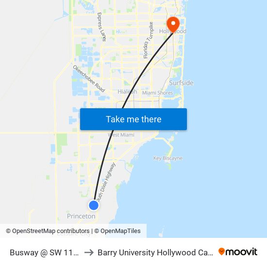 Busway @ SW 112 Av to Barry University Hollywood Campus map