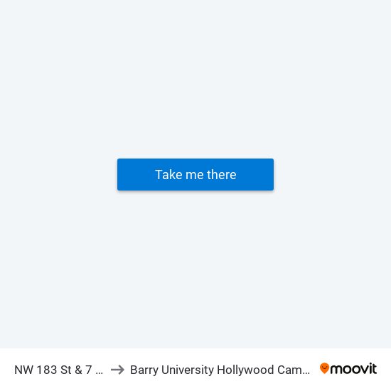 NW 183 ST & 7 AV to Barry University Hollywood Campus map