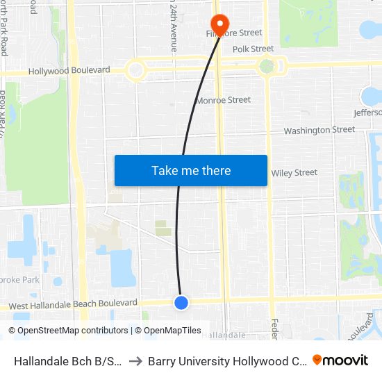 Hallandale Bch B/Sw 5 A to Barry University Hollywood Campus map