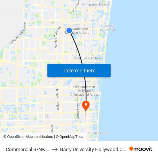 Commercial B/Nw 31 A to Barry University Hollywood Campus map