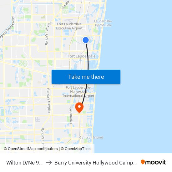 Wilton D/Ne 9 A to Barry University Hollywood Campus map