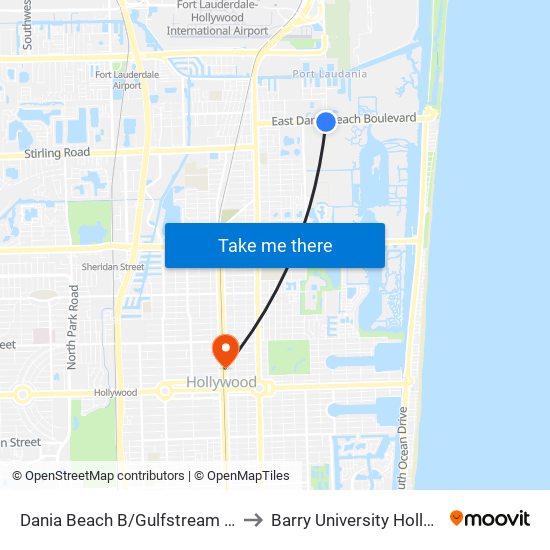 DANIA BEACH B/GULFSTREAM R - (TNT FIREWORKS) to Barry University Hollywood Campus map