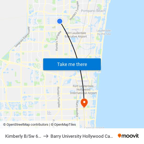 KIMBERLY B/SW 64 T to Barry University Hollywood Campus map