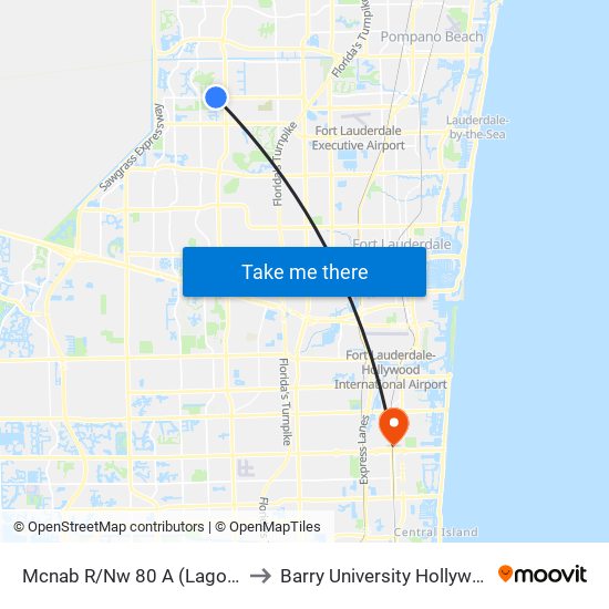 Mcnab R/Nw 80 A (Lagos De Campo) to Barry University Hollywood Campus map