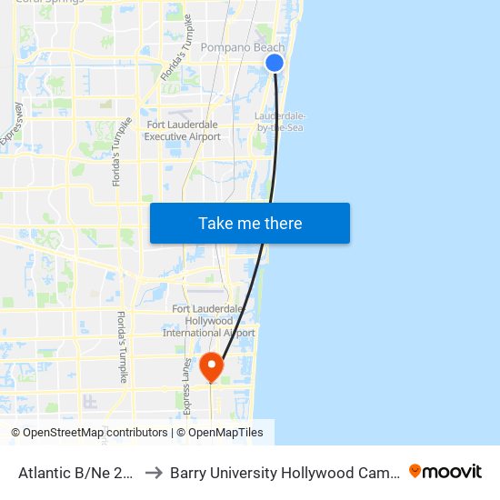 Atlantic B/Ne 24 A to Barry University Hollywood Campus map