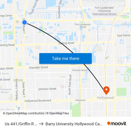 Us 441/Griffin R (S) to Barry University Hollywood Campus map