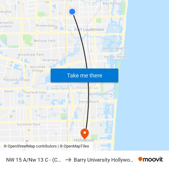 NW 15 A/Nw 13 C - (Chateau Pk) to Barry University Hollywood Campus map