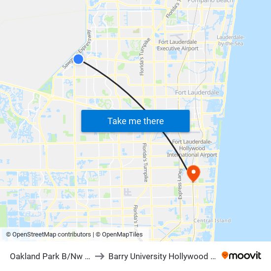 OAKLAND PARK B/NW 120 W to Barry University Hollywood Campus map