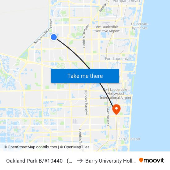 Oakland Park B/#10440 - (Public Safety Cmplx) to Barry University Hollywood Campus map