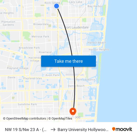 NW 19 S/Nw 23 A - (Nw 21 A) to Barry University Hollywood Campus map