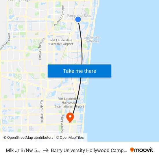 Mlk Jr B/Nw 5 A to Barry University Hollywood Campus map