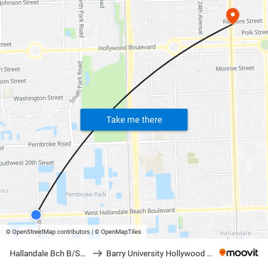 Hallandale Bch B/Sw 40 A to Barry University Hollywood Campus map