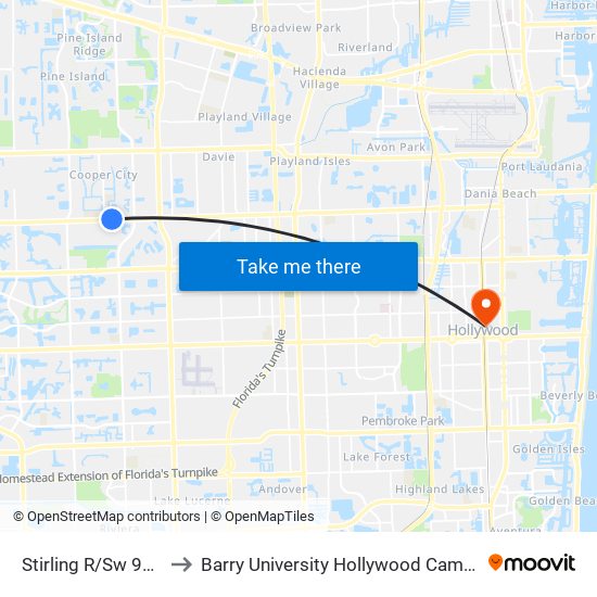 STIRLING R/SW 90 A to Barry University Hollywood Campus map