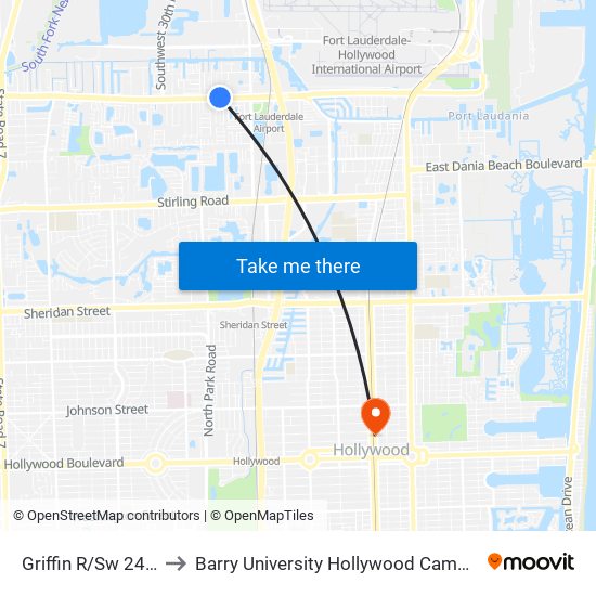 Griffin R/Sw 24 A to Barry University Hollywood Campus map