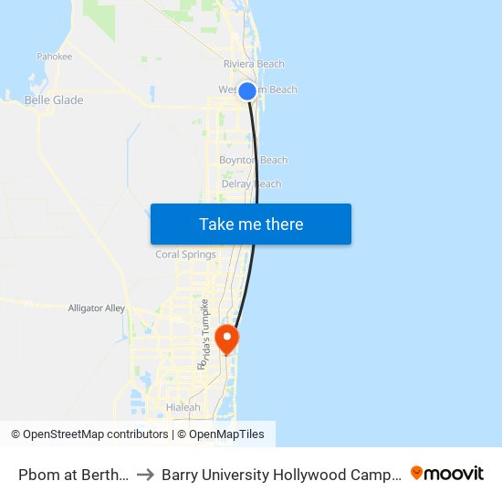 Pbom at Berth 3 to Barry University Hollywood Campus map