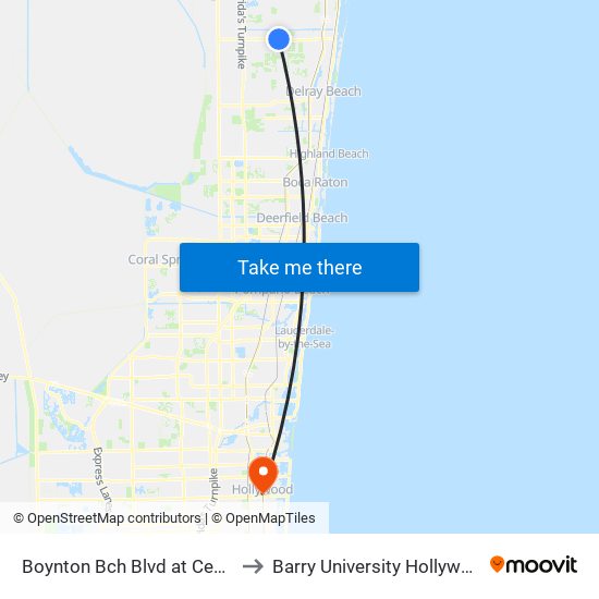 BOYNTON BCH BLVD at CEDAR PT BLVD 1 to Barry University Hollywood Campus map