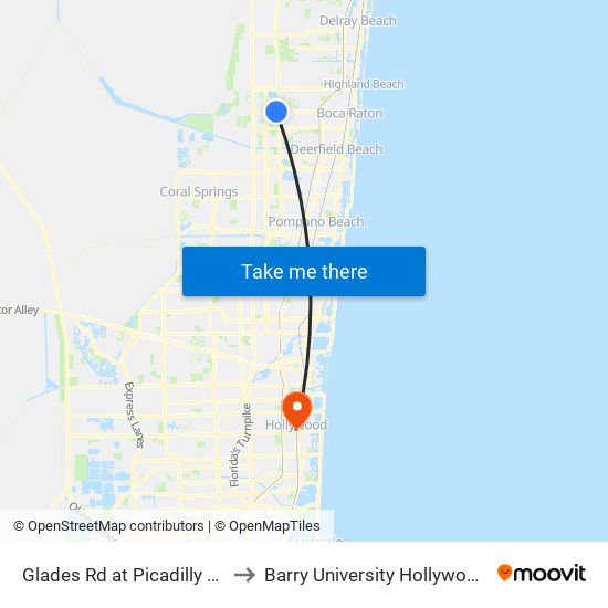 Glades Rd at Picadilly Sq SW Ent to Barry University Hollywood Campus map