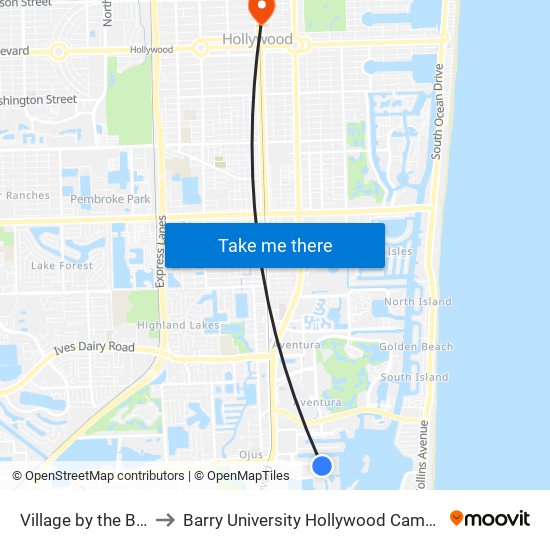 Village by the Bay to Barry University Hollywood Campus map