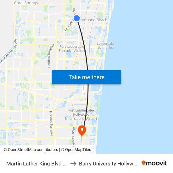 Martin Luther King Blvd & NW 27 Ave to Barry University Hollywood Campus map